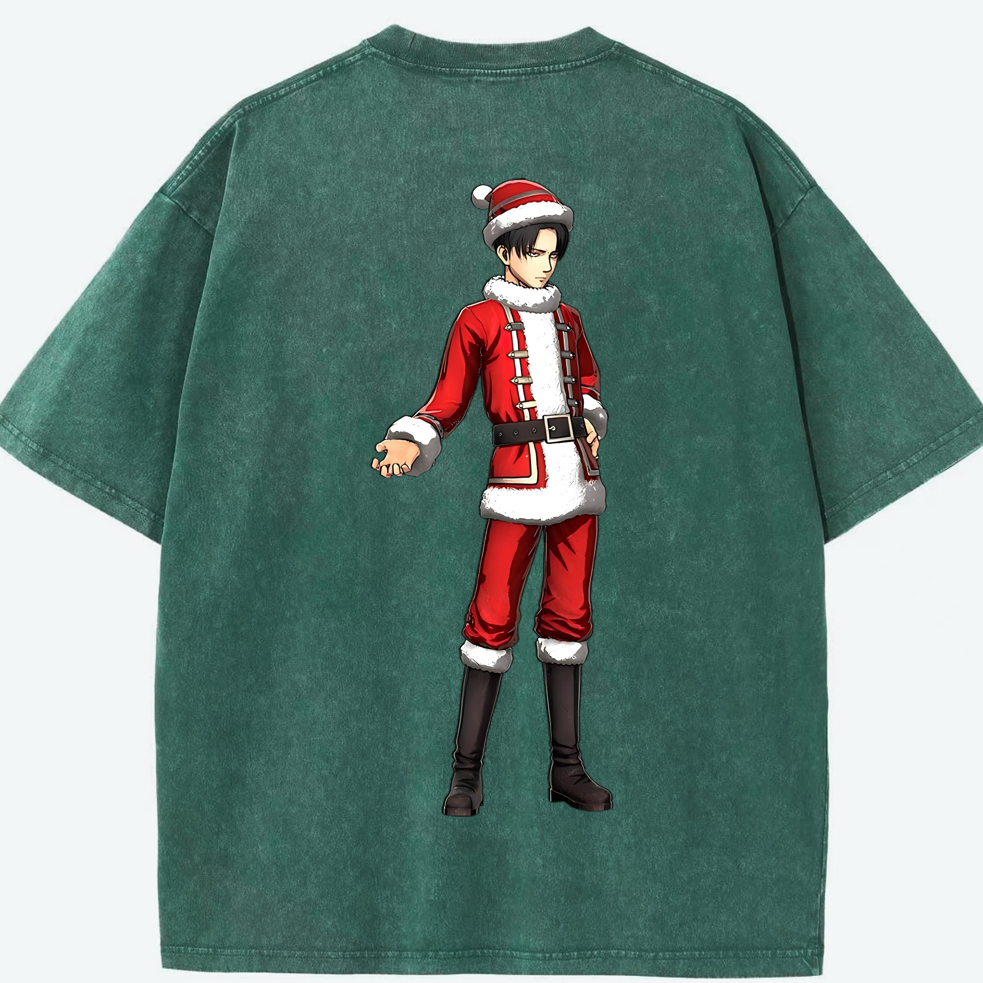 （画像用） 進撃の巨人 リヴァイ·アッカーマン Attack on Titan Levi Ackerman 綿100% ヴィンテージ風 半袖Tシャツ（背面プリント）
